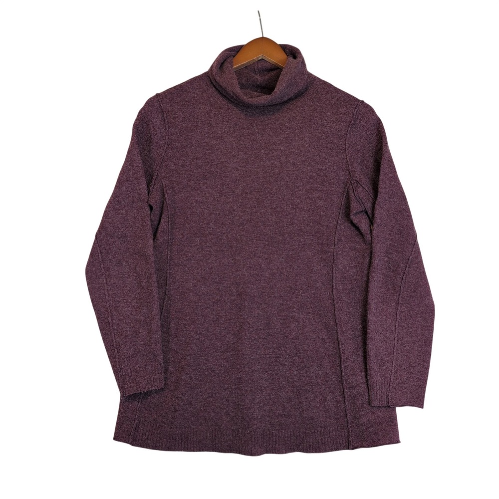 J. Jill Medium Plum Wool Cashmere Blend Turtleneck Sweater Italian Yarn Purple